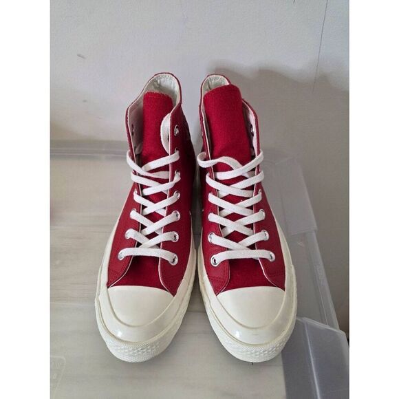 CONVERSE CHUCK TAYLOR ALL STAR "BIG C LOGO" HIGH TOP RED LEATHER SHOES SIZE W7/M - Picture 2 of 11